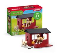 Schleich Farm World | Caseta con Golden Retriever y Cachorros 42722 | Set con caseta, 2 perros y accesorios | Regalo para niñas y niños | Juguete de granja desde 3 años | 9 piezas