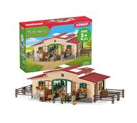 schleich FARM WORLD 42195 - Set de Establo de , 96 Piezas - Incluye Figura de Jinete, 2 Caballos y Accesorios para la Granja de Juguete - Juguetes para Niños de 3 Años o Más
