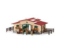 schleich FARM WORLD 42195 - Set de Establo de , 96 Piezas - Incluye Figura de Jinete, 2 Caballos y Accesorios para la Granja de Juguete - Juguetes para Niños de 3 Años o Más