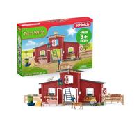 schleich FARM WORLD | Gran granja roja con casa de campo 42606 | Set con casa,granjero,vaca,cerdo,gato,ratón y accesorios | juguete de granja realista para niños y niñas a partir de 3 años | 92 piezas