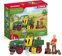 Schleich Farm World | Granjero del Bosque con vehículo 42659 | 49 Piezas | Paul el granjero, perro, todoterreno & accesorios | Figuras animales realistas | Idea regalo niños | Juguete granja 3 años