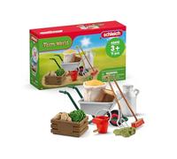 Schleich Set accesorios granja 42610, carretilla y regadera para caballos y animales, 11 piezas