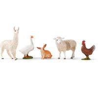 Schleich Farm World | Set Animales de Granja 77536 con Conejo, oca, gallina, Oveja y Llama | Juguete de Granja a Partir de 3 años | Set detallado de 5 Piezas | Exclusivo en Amazon