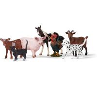 Schleich Farm World | Set de Animales de Granja 77533 | +3 años | Set de juego con perro, gato, cerdo, cabra, vaca, caballo y gallo | juguete de granja a partir de 3 años | solo en Amazon