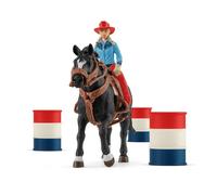 Schleich Farm World Set Vaquera Y Barriles De Carreras 42576 Caballo Rodeo