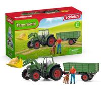 Schleich Farm World | Tractor con Remolque 42608 | 8 Piezas | Set de juego a partir de 3 años | set con figuras, múltiples funciones y numerosos accesorios | figura de granja de schleich