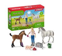 Schleich Figura de juguete Visita al médico para yegua y potro 42486