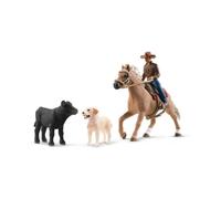 Schleich Farm World | Equitación Western 42578 | Set de Granja con Cowboy, Caballo, Ternero y Perro con Brida y Silla | Accesorios de Rodeo Western | Juguete de Granja Desde 3 años | Set de 6 Piezas