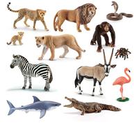 Schleich Figuras de Animales África Set Con 12 León Antílope Cebra Tiburón Mono