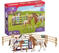Schleich Horse Club 42433 - Set de Entrenamiento para Concurso de Lisa, 17 Piezas - Incluye Obstáculos, Potro y Caballos - Animales de Juguete Coleccionables - Juguetes para Niños de 5 Años o Más