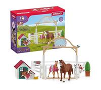 schleich HORSE CLUB 42458 - Cercado para Caballos Invitados de Hannah, 20 Piezas - Incluye el perro Ruby y Caballos - Animales de Juguete Coleccionables - Juguetes para Niños de 5 Años o Más