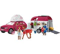 Schleich Horse Club | Aventura en Coche con Remolque para Caballos 42535 | con Hannah, su Padre, un Caballo y Accesorios | Regalo para niñas y niños | Juguete Desde 5 años | Set de 110 Piezas