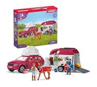 Schleich Horse Club | Aventura en Coche con Remolque para Caballos 42535 | con Hannah, su Padre, un Caballo y Accesorios | Regalo para niñas y niños | Juguete Desde 5 años | Set de 110 Piezas