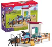 Schleich Horse Club 42611 - Set de Box para Caballos, 21 Piezas - Incluye Yegua y Potro - Extensión de Establo - Animales de Juguete Coleccionables - Juguetes para Niños de 5 Años o Más