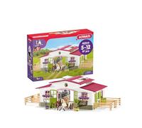 Schleich 42344 Horse Club Establo con Jinete y Caballos, Juego de 97 Piezas con 2 Figuras de Caballos, Figura del Jinete y Muchos Accesorios, Juguete para niños a Partir de 5 años