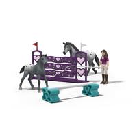 Schleich Horse Club | Entrenamiento de Lisa para el Torneo 42776 | 7 Piezas | Set con caballo, potro, figura articulada Lisa, obstáculos & accesorios de equitación | Juguete caballos desde 5 años