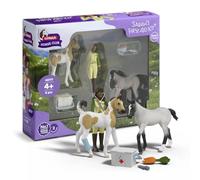 Schleich Horse Club | Kit de Primeros Auxilios de Sarah 42777 | 8 Piezas | Incluye 2 potros, figura de Sarah y accesorios | juguete educativo para niños y niñas a partir de 5 años