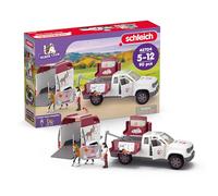 Schleich Horse Club | Veterinaria móvil con Remolque 42704 | 90 Piezas | Set con Pick-up y remolque, 1 caballo, figura móvil y accesorios | Regalo ideal para niños y niñas | Juguete a partir de 5 añ