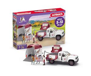 Schleich Horse Club | Veterinaria móvil con Remolque 42704 | 90 Piezas | Set con Pick-up y remolque, 1 caballo, figura móvil y accesorios | Regalo ideal para niños y niñas | Juguete a partir de 5 añ