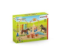 Schleich- Playset - Entrenamiento de Agility para Pony Farm World, 42481, Multicolor