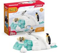 schleich WILD LIFE | Diversión en Familia con Pingüinos 42661 | set de juego con 3 pingüinos, 2 peces, colina con funciones y huevo | juguete de zoo | figuras para niños a partir de 3 años | 14 piezas