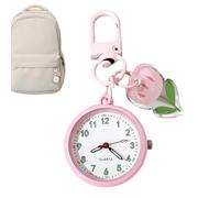 Schlüsselanhänger Uhr - ABS Acryl Eisen 2.2x6.5cm Leicht | Leuchtendes Modeaccessoire Mini-Uhr als Cartoon-Taschenanhänger with Nachtleucht Funktion, Uhr Schlüsselanhänger, Rucksack Accessoire, rosa