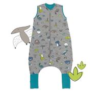schlummersack Saco de dormir con pies para verano, 1 tog, 90 cm, fino, dinosaurio, saco de dormir para niños con piernas y puños alargados para una estatura de 90 - 100 cm, pies 1 tog