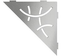 Schluter Estante de esquina triangular para paredes de azulejos, diseño curvo, material de acero inoxidable, acabado de acero inoxidable cepillado, pestañas de anclaje de 3/32 pulgadas de grosor -