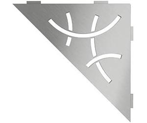 Schluter Estante de esquina triangular para paredes de azulejos, diseño curvo, material de acero inoxidable, acabado de acero inoxidable cepillado, pestañas de anclaje de 3/32 pulgadas de grosor