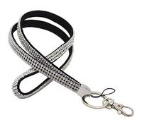 Schmalz Cinta Llavero Brillante Estrás Piedras 10mm Ancho Bling Diamantes de Imitación Lanyard - Plata