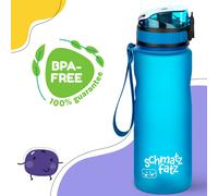 schmatzfatz Klarstein Botella Agua para Mantenerla Fría, Botellas de Agua para Adultos sin BPA, Cantimplora Gimnasio para Mujeres y Hombres, Botella de Agua sin Pajita con Cierre Anti Goteo, Azul