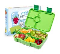 schmatzfatz Fiambrera para niños con compartimentos, sin bisfenol A, caja de almuerzo infantil, caja Bento perfecta para la escuela, la guardería y las excursiones (Verde)