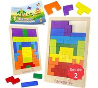 SCHMETTERLINE® Juego de 2 Rompecabezas de Madera para niños a Partir de 3 años - Juguetes de Madera Montessori para estimular la Inteligencia - Juego de Aprendizaje Tangram con Colores y Formas