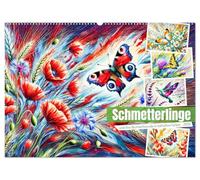 Schmetterlinge und ihre Blumenfreunde in lebhaften Farben (Wandkalender 2026 DIN A2 quer), CALVENDO Monatskalender: Kunstvolle Begegnungen zwischen Schmetterlingen und Blumen