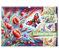 Schmetterlinge und ihre Blumenfreunde in lebhaften Farben (Wandkalender 2026 DIN A3 quer), CALVENDO Monatskalender: Kunstvolle Begegnungen zwischen Schmetterlingen und Blumen
