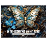 Schmetterlinge voller Kunst (Wandkalender 2027 DIN A3 quer), CALVENDO Monatskale