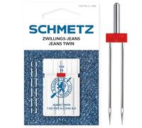 SCHMETZ - Aguja para máquina de coser | 1 Aguja Gemela para Jeans 4,0/100 | Sistema 130/705 H-J ZWI NE 4,0 | Se puede utilizar en todas las máquinas de coser domésticas con función zigzag