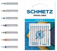 SCHMETZ | 10 agujas para máquina de coser | Combi-Box Special Large | 130/705 H XYS | Clasificaciones | Universal/Microtex/Jersey/Cuero