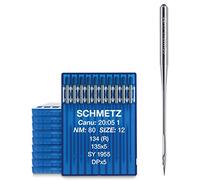SCHMETZ 100 agujas con cabo redondo de 2,0 mm para máquinas de coser industriales Sistema 134 | DPx5 | 135x5 | SY 1955 en grosor de aguja 80/12
