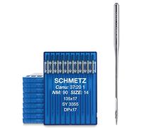 SCHMETZ | 100 Agujas para máquinas de coser industriales | Con cabo redondo | 135X17, SY 3355 / DPX17 | Grosor 90/14 | Nota: Compruebe el sistema recomendado en el manual de instrucciones