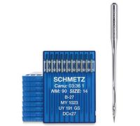 SCHMETZ | 100 Agujas para máquinas de coser industriales | Con cabo redondo | B-27, MY 1023, UY 191 GS, DCX27 / RIM 27 | Grosor 90/14 | Compruebe el sistema recomendado en el manual de instrucciones