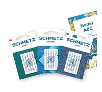 SCHMETZ - Agujas para máquinas de coser | Starter Set | 5 Agujas Universales | 5 Agujas para Jersey | 5 Agujas para Jeans | Grosores de aguja preferidos | 1 ABC de Agujas