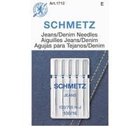 SCHMETZ - Agujas para máquinas de coser | 5 Agujas para Jeans | 130/705 H-J | Grosor de aguja 100/16 | Compatible con todas las máquinas de coser domésticas convencionales
