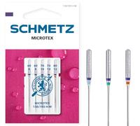 SCHMETZ | 5 Agujas para máquinas de coser | Microtex | 130/705 H-M | Grosor 60/8-80/12 | Adecuadas para tejidos muy densos o muy finos