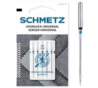 Agujas overlock SCHMETZ: caña plana 90 (14) para facilitar su posicionamiento, doble ranura para puntadas de cadena, punta redondeada universal para diversos tejidos, 5 piezas