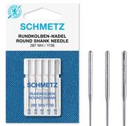 SCHMETZ | 5 agujas para máquina de coser | Pistón redondo | 287 WH/1738 | Grosor de la aguja 70/10-90/14 | Nota: Compruebe el sistema de agujas recomendado en el manual de instrucciones