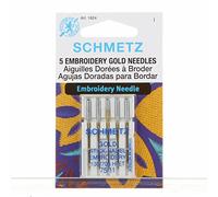 Schmetz - Agujas de bordar para máquina de coser, titanio dorado, sistema 130/705, paquete de 5 unidades