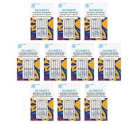SCHMETZ Agujas doradas para máquina de coser bordadas, con revestimiento de titanio para costuras suaves, tamaño 90/14, tarjetas de 5 agujas, caja de 10