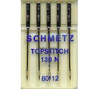 Schmetz Agujas para máquina de coser de punto superior, tamaño 80/12, 130 N, paquete de 5