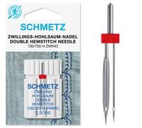 Schmetz - Agujas para máquina de coser + enhebrador de agujas, Single Packet, Double Hemstitch / Wing 2.5/100